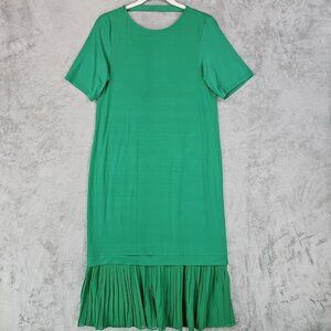 ASOS Midi T-Shirt Dress Womens Size 4 Kelly Green Pleated Hem Jersey Knit